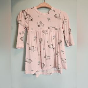 Pink Elephant Print Angel Dear Baby Dress